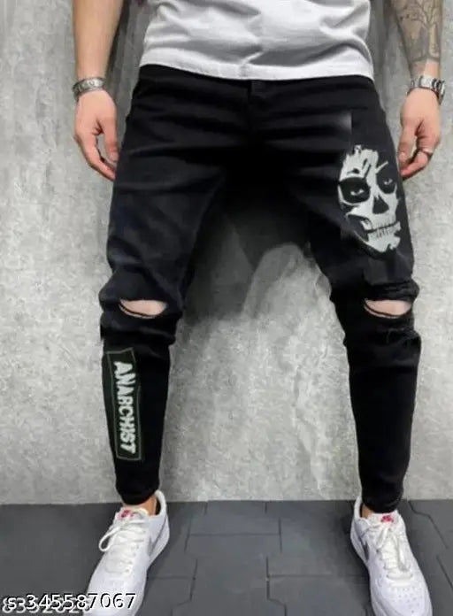 Jeans with gost skull print gor man