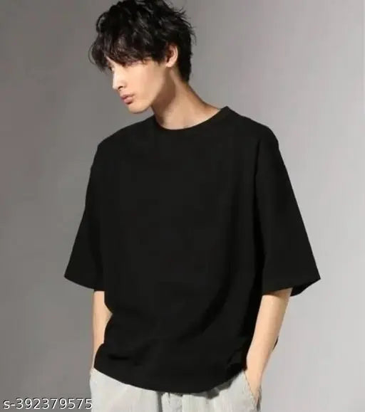 Oversized Drop Shoulder Cotton Blend Tshirt For Men