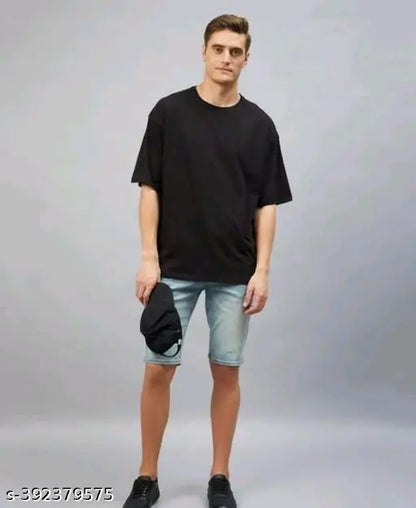 Oversized Drop Shoulder Cotton Blend Tshirt For Men