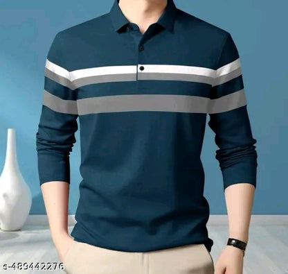 Finzee Polo Neck Soild Tshirt Full Sleeve Cotton Blend Fabric High Quality